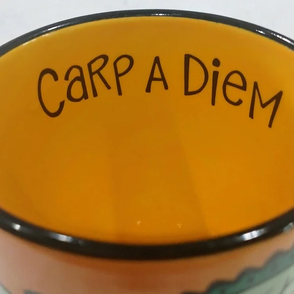 "House Kats" Collectible Coffee Mug. Whimsical design:cat,sunrise scene,fish,egg - Picture 9 of 9